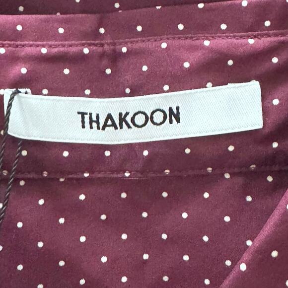 New THAKOON Silk Wrap Tie Shirt Dress Martin White Polka Dot Button Front Sz S - Picture 7 of 15